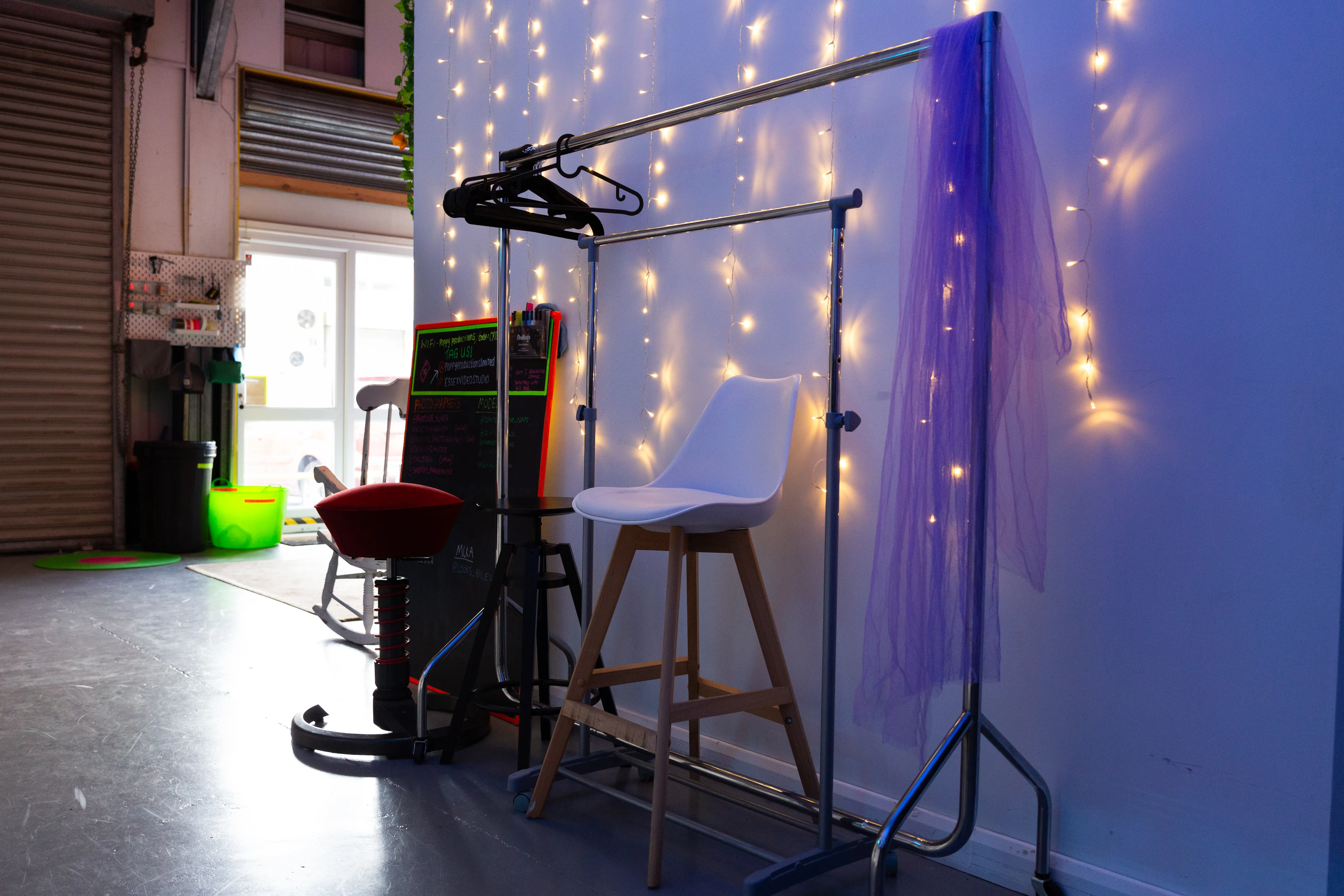 Hair and makeup area